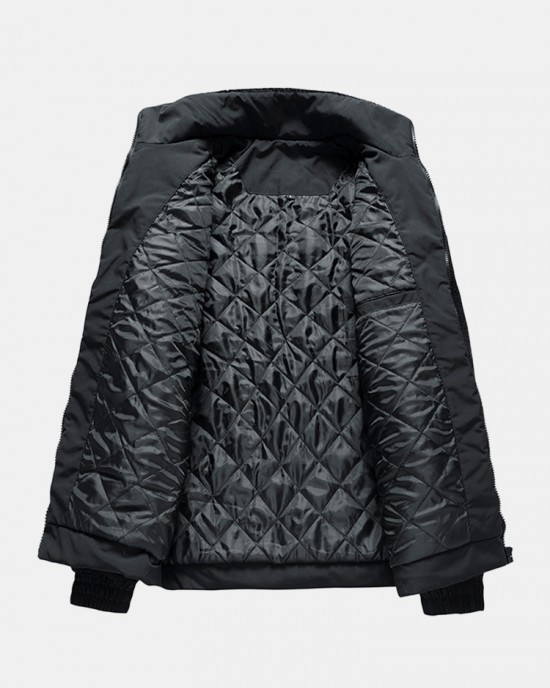 Mens Letter Embroidery Label Warm Fleece Long Sleeve Coats Mens Letter Embroidery Label Warm Fleece Long Sleeve Coats