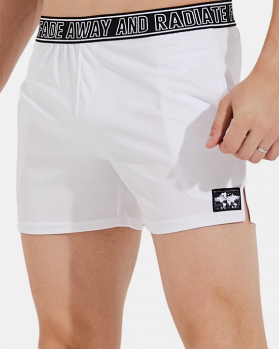 Mens Sport Solid Color Patchwork Letter Waistband Quick Dry Breathable Mid Waist Shorts Mens Sport Solid Color Patchwork Letter Waistband Quick Dry Breathable Mid Waist Shorts