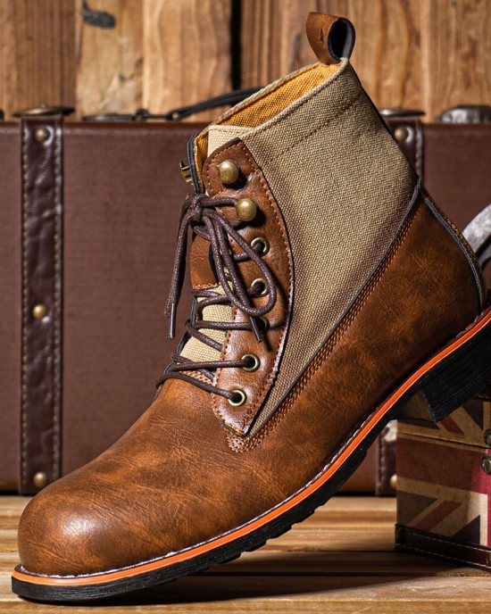 Men Retro Casual Non Slip Splicing Business Short Boots Men Retro Casual Non Slip Splicing Business Short Boots