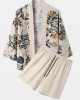 Mens Tropical Floral Print Kimono Holiday Two Pieces Outfits Mens Tropical Floral Print Kimono Holiday Two Pieces Outfits