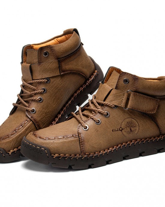 Men Hand Stitching Non Slip Outdoor Casual Microfiber Leather Boots Men Hand Stitching Non Slip Outdoor Casual Microfiber Leather Boots