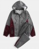 Mens Patchwork Zipper Sports Two Piece Outfits With Removable Hood Mens Patchwork Zipper Sports Two Piece Outfits With Removable Hood