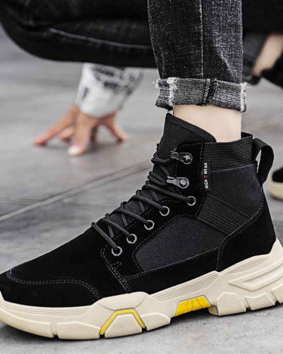 Men Comfy Stitching Lace Up Hard Wearing Casual Martin Shoes Men Comfy Stitching Lace Up Hard Wearing Casual Martin Shoes