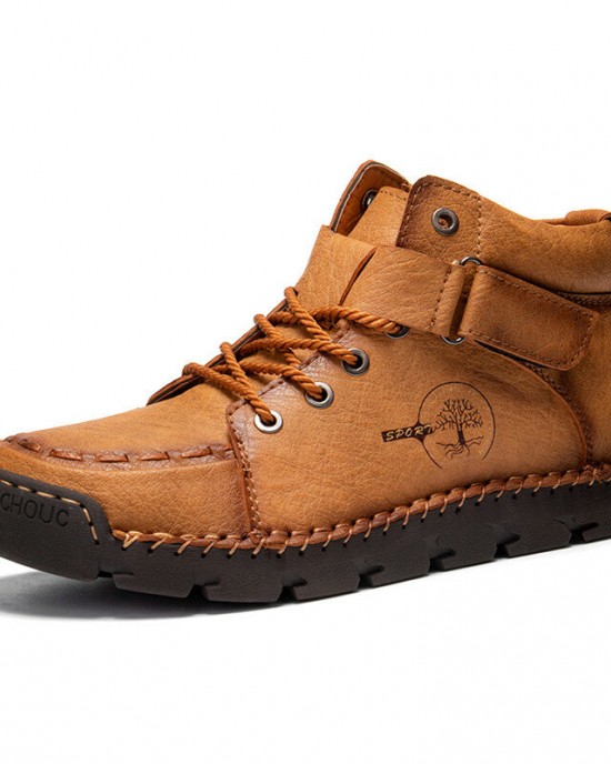 Men Hand Stitching Non Slip Outdoor Casual Microfiber Leather Boots Men Hand Stitching Non Slip Outdoor Casual Microfiber Leather Boots