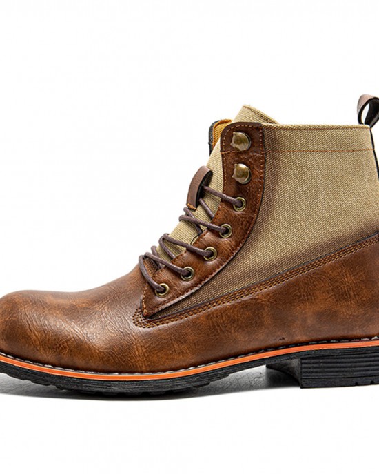 Men Retro Casual Non Slip Splicing Business Short Boots Men Retro Casual Non Slip Splicing Business Short Boots