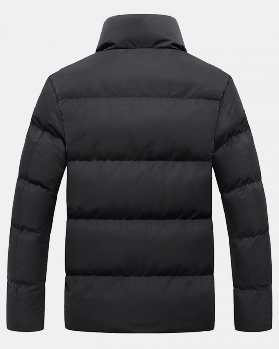 Mens Thicken Fluffy Solid Color Stand Collar Long Sleeve Warm Coats Mens Thicken Fluffy Solid Color Stand Collar Long Sleeve Warm Coats