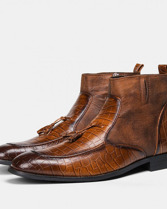 Men Retro Tassel Slip Resistant Side zip Business Boot Men Retro Tassel Slip Resistant Side zip Business Boot
