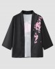 Mens Cherry Blossoms Letter Print Kimono Loose Two Pieces Outfits Mens Cherry Blossoms Letter Print Kimono Loose Two Pieces Outfits