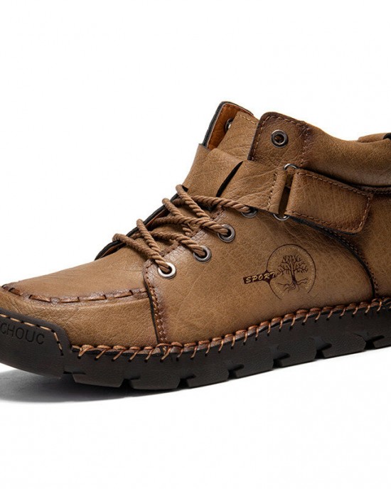 Men Hand Stitching Non Slip Outdoor Casual Microfiber Leather Boots Men Hand Stitching Non Slip Outdoor Casual Microfiber Leather Boots