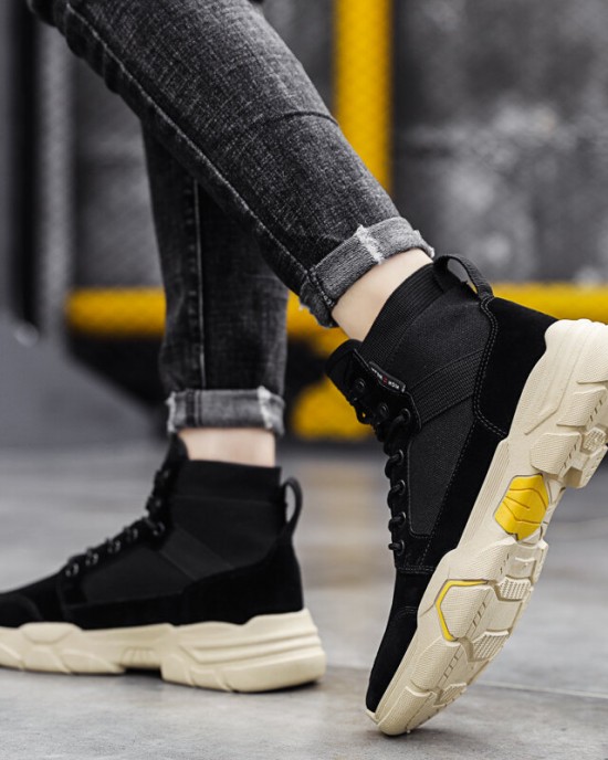 Men Comfy Stitching Lace Up Hard Wearing Casual Martin Shoes Men Comfy Stitching Lace Up Hard Wearing Casual Martin Shoes