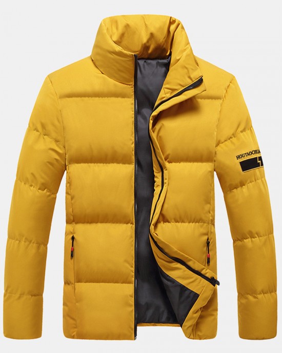 Mens Thicken Fluffy Solid Color Stand Collar Long Sleeve Warm Coats Mens Thicken Fluffy Solid Color Stand Collar Long Sleeve Warm Coats