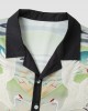 Mens Crane Landscape Print Contrast Trim Holiday Two Pieces Outfits Mens Crane Landscape Print Contrast Trim Holiday Two Pieces Outfits