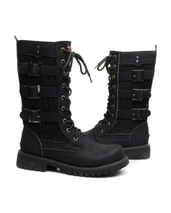 Men Classic Black Biker Boots Metal Buckle Motorcycle Boots Men Classic Black Biker Boots Metal Buckle Motorcycle Boots