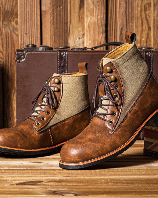 Men Retro Casual Non Slip Splicing Business Short Boots Men Retro Casual Non Slip Splicing Business Short Boots
