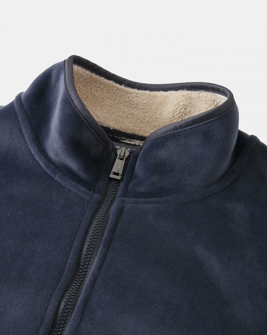 Mens Warm Velvet Stand Collar Sherpa Lined Long Sleeve Coats With Pocket Mens Warm Velvet Stand Collar Sherpa Lined Long Sleeve Coats With Pocket