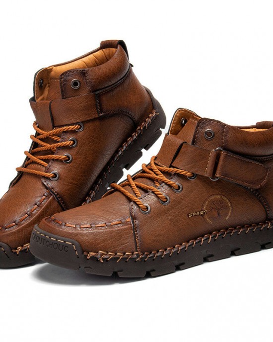Men Hand Stitching Non Slip Outdoor Casual Microfiber Leather Boots Men Hand Stitching Non Slip Outdoor Casual Microfiber Leather Boots