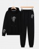Men Flower Print Drawstring Hooded Long Sleeve Ankle Length Suits Men Flower Print Drawstring Hooded Long Sleeve Ankle Length Suits