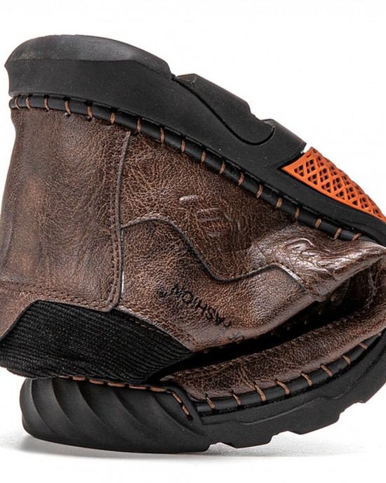 Men Non Slip Soft Sole Casual Leather Hand Sewn Boots Men Non Slip Soft Sole Casual Leather Hand Sewn Boots