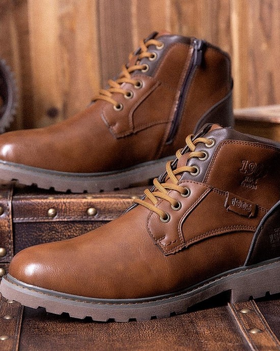 Men Retro British Style High top Slip Resistant Side zip Martin Boots Men Retro British Style High top Slip Resistant Side zip Martin Boots