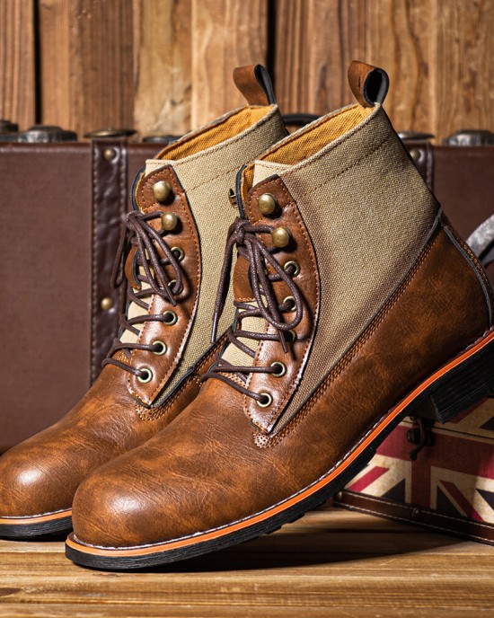 Men Retro Casual Non Slip Splicing Business Short Boots Men Retro Casual Non Slip Splicing Business Short Boots