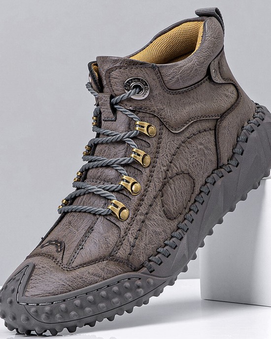 Men Hand Stitching Toe Protected Soft Sole Comfy Casual Leather Boots Men Hand Stitching Toe Protected Soft Sole Comfy Casual Leather Boots