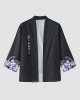 Mens Japanese Wave Print Open Front Kimono Loose Two Pieces Outfits Mens Japanese Wave Print Open Front Kimono Loose Two Pieces Outfits