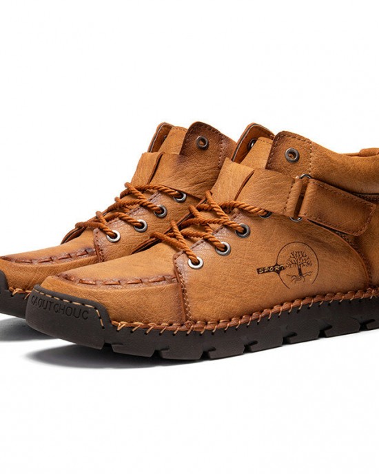 Men Hand Stitching Non Slip Outdoor Casual Microfiber Leather Boots Men Hand Stitching Non Slip Outdoor Casual Microfiber Leather Boots