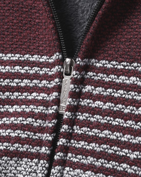 Mens Stripe Colorblock Knitted Fleece Lined Warm Hooded Cardigans With Pocket Mens Stripe Colorblock Knitted Fleece Lined Warm Hooded Cardigans With Pocket
