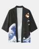 Mens Kimono Waves Cap Pattern Japanese Elastic Waist Two Piece Outfits Mens Kimono Waves Cap Pattern Japanese Elastic Waist Two Piece Outfits