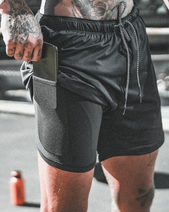 2 in 1 Men’s Running Shorts Double deck Quick Drying Jogging Gym Short Pants with Phone Pocket 2 in 1 Men’s Running Shorts Double deck Quick Drying Jogging Gym Short Pants with Phone Pocket