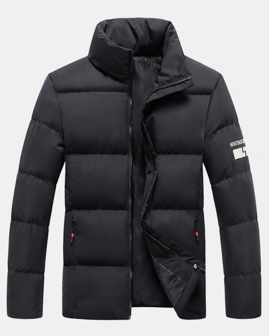 Mens Thicken Fluffy Solid Color Stand Collar Long Sleeve Warm Coats Mens Thicken Fluffy Solid Color Stand Collar Long Sleeve Warm Coats