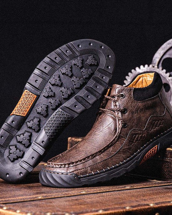 Men Non Slip Soft Sole Casual Leather Hand Sewn Boots Men Non Slip Soft Sole Casual Leather Hand Sewn Boots