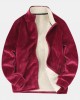 Mens Warm Velvet Stand Collar Sherpa Lined Long Sleeve Coats With Pocket Mens Warm Velvet Stand Collar Sherpa Lined Long Sleeve Coats With Pocket