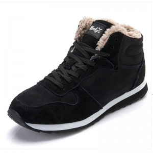  Men Winter Snow Shoes Hiking Boots Warm Lined Wear  resistant Non Slip Cotton Shoes Lace Up Outdoor Sports Casual Ankle Shoes
