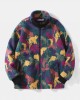Men Polar Fleece Tie Dye Stand Collar Pockets Zip Cardigans Jacket Coat Men Polar Fleece Tie Dye Stand Collar Pockets Zip Cardigans Jacket Coat