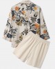 Mens Tropical Floral Print Kimono Holiday Two Pieces Outfits Mens Tropical Floral Print Kimono Holiday Two Pieces Outfits