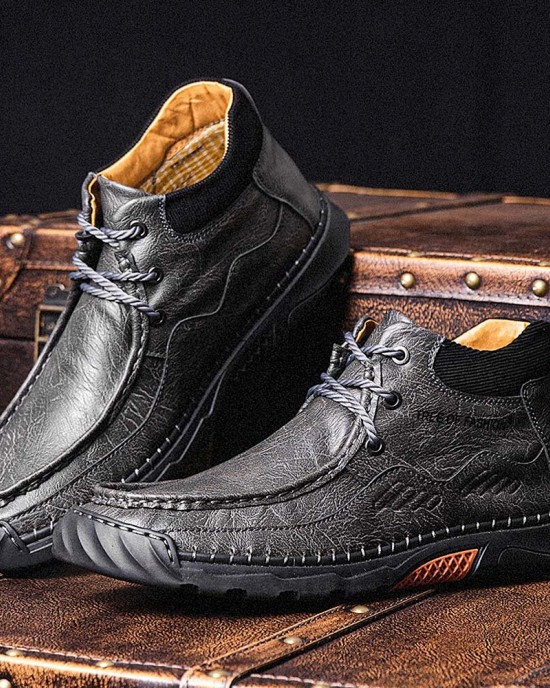 Men Non Slip Soft Sole Casual Leather Hand Sewn Boots Men Non Slip Soft Sole Casual Leather Hand Sewn Boots
