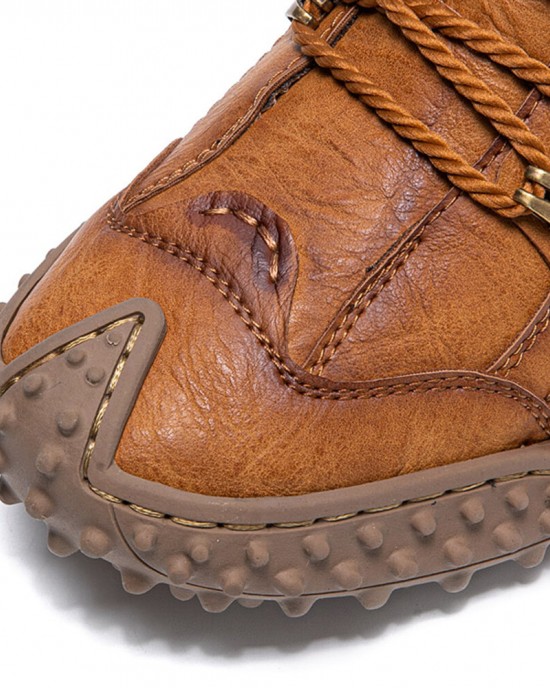 Men Hand Stitching Toe Protected Soft Sole Comfy Casual Leather Boots Men Hand Stitching Toe Protected Soft Sole Comfy Casual Leather Boots