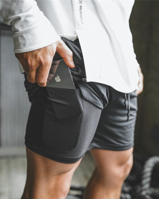 2 in 1 Men’s Running Shorts Double deck Quick Drying Jogging Gym Short Pants with Phone Pocket 2 in 1 Men’s Running Shorts Double deck Quick Drying Jogging Gym Short Pants with Phone Pocket