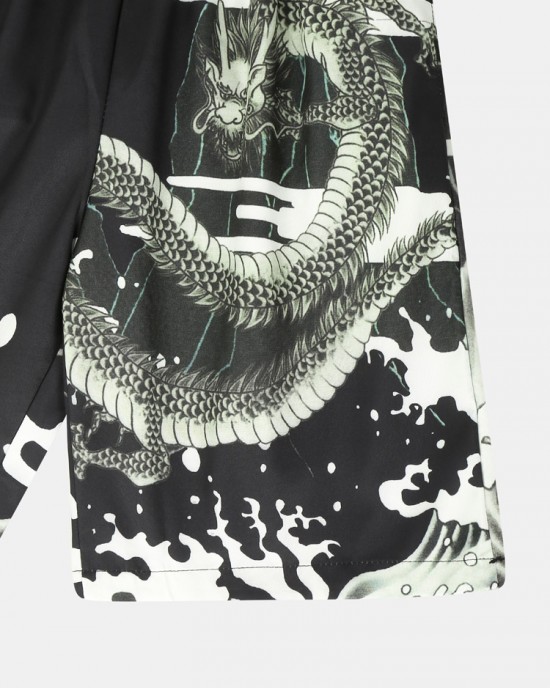 Mens Kimono Loong Pattern Chinoiserie Dragon Two Piece Outfits Mens Kimono Loong Pattern Chinoiserie Dragon Two Piece Outfits