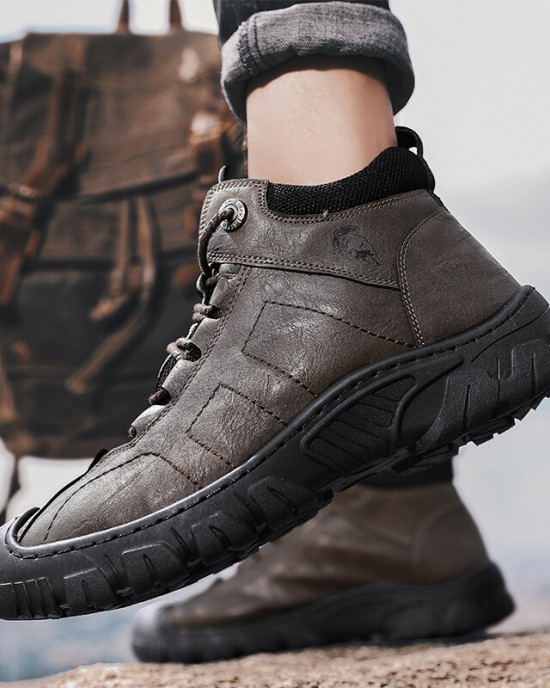Men Microfiber Leather Breathable Soft Sole Non Slip Closed Toe Lace Up Leisure Boots Men Microfiber Leather Breathable Soft Sole Non Slip Closed Toe Lace Up Leisure Boots