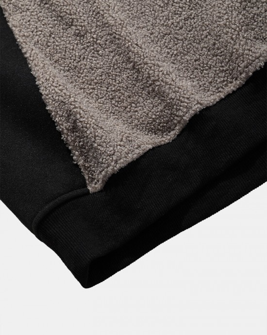 Men Teddy Color Block Patchwork Crew Neck Pullover Sweatshirts Men Teddy Color Block Patchwork Crew Neck Pullover Sweatshirts