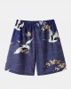 Mens Kimono Ethnic Style Crane Print Open Front Casual Two Pieces Outfits Mens Kimono Ethnic Style Crane Print Open Front Casual Two Pieces Outfits